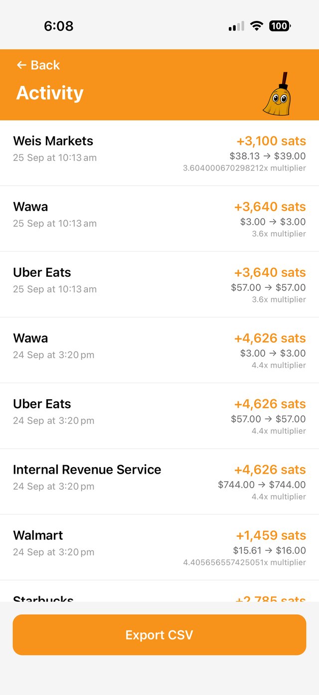 Sweep activity screen